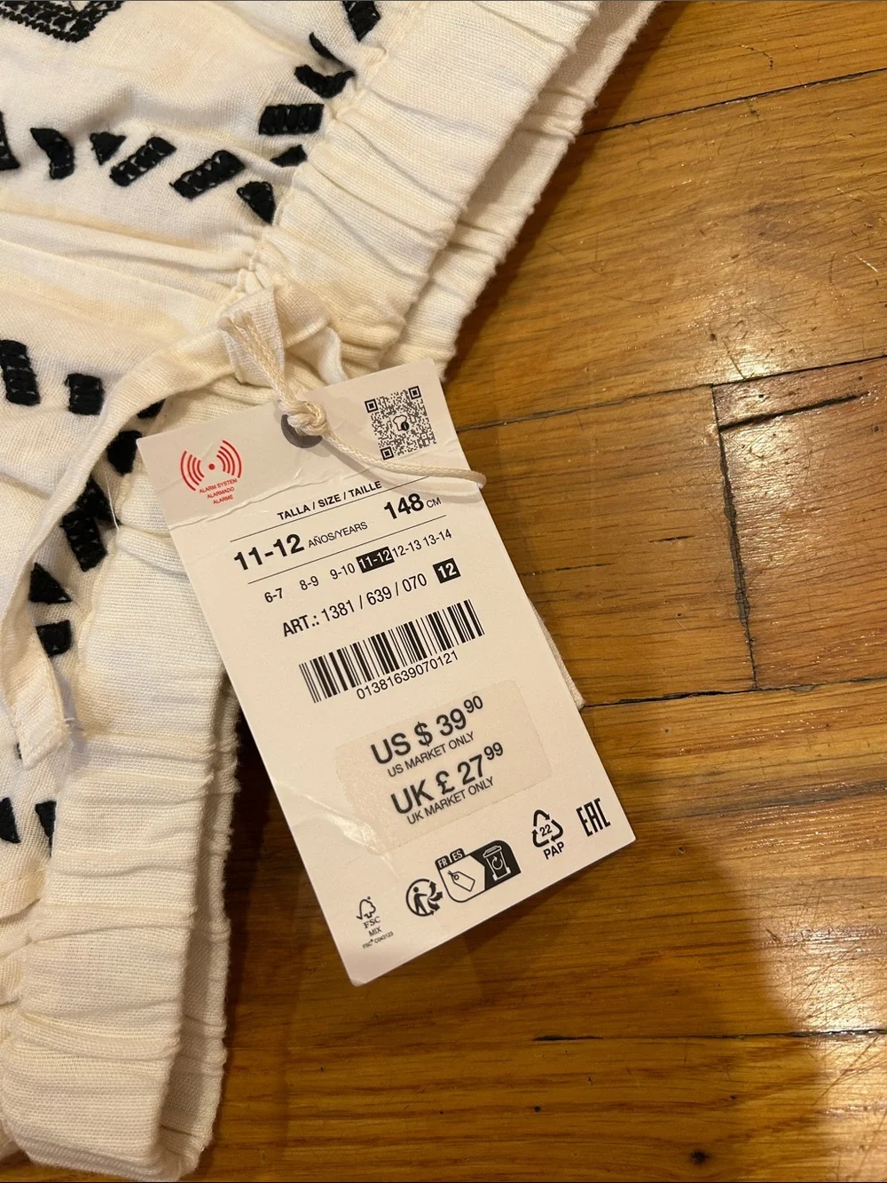Zara Cream and Black Embroidered Set